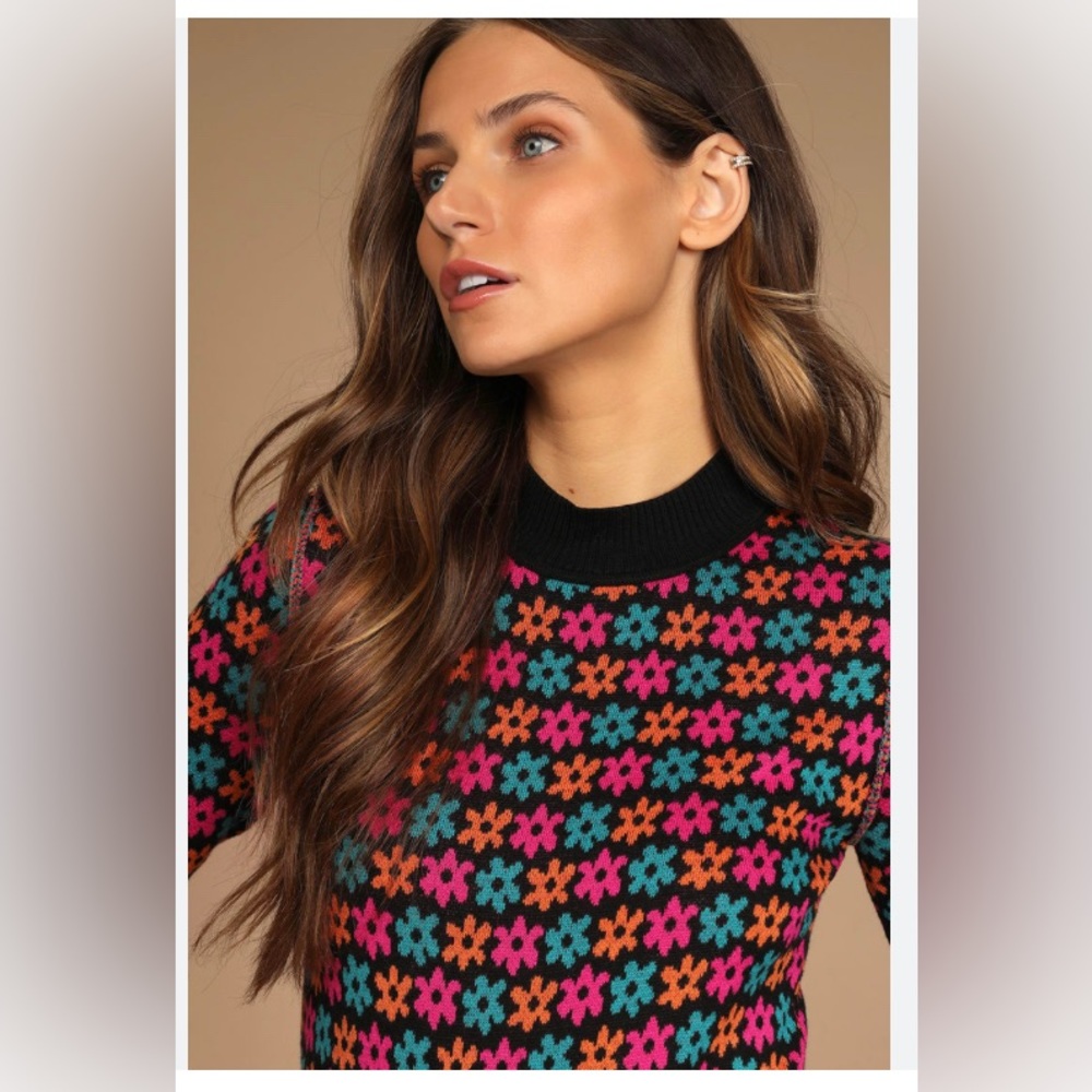 Free People - Winter Warmer Black Floral Print Half Sleeve Bodysuit